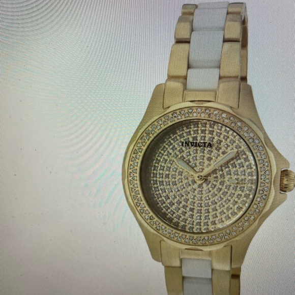 Invicta 1783 Angel Yellow Gold Classic Diamond Dial Ceramic Bracelet Quartz - Picture 3 of 5